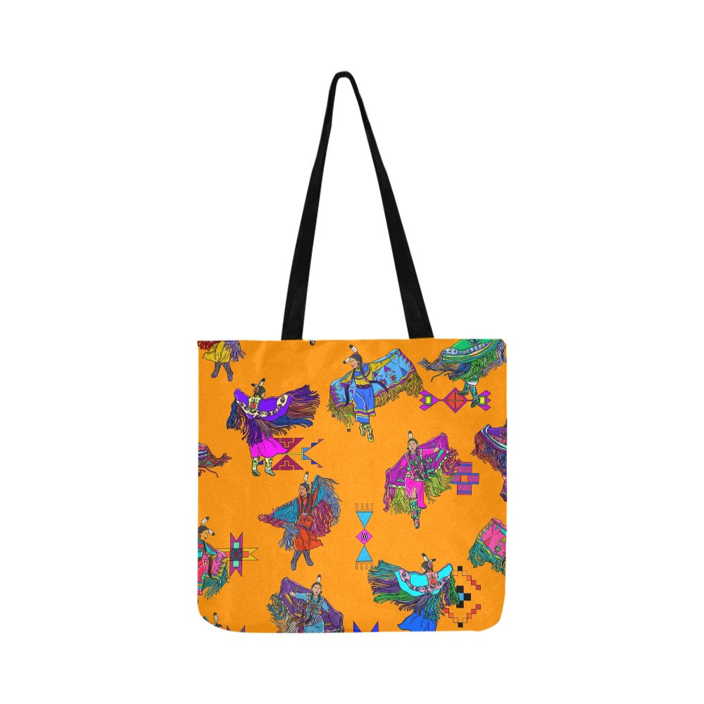 Women's Fancy Dancers Orange Reusable Shopping Bag