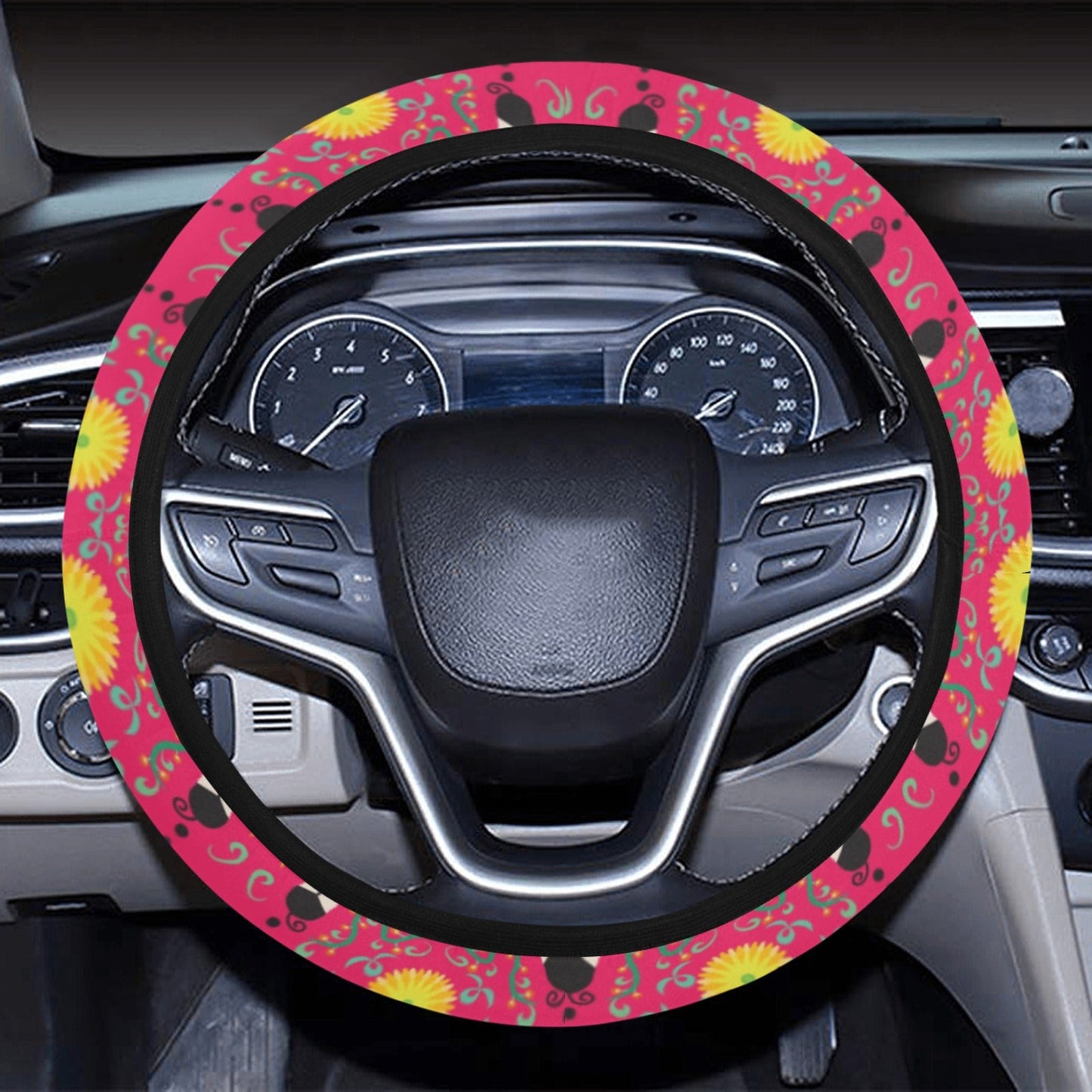 New Growth Pink Steering Wheel Cover with Elastic Edge