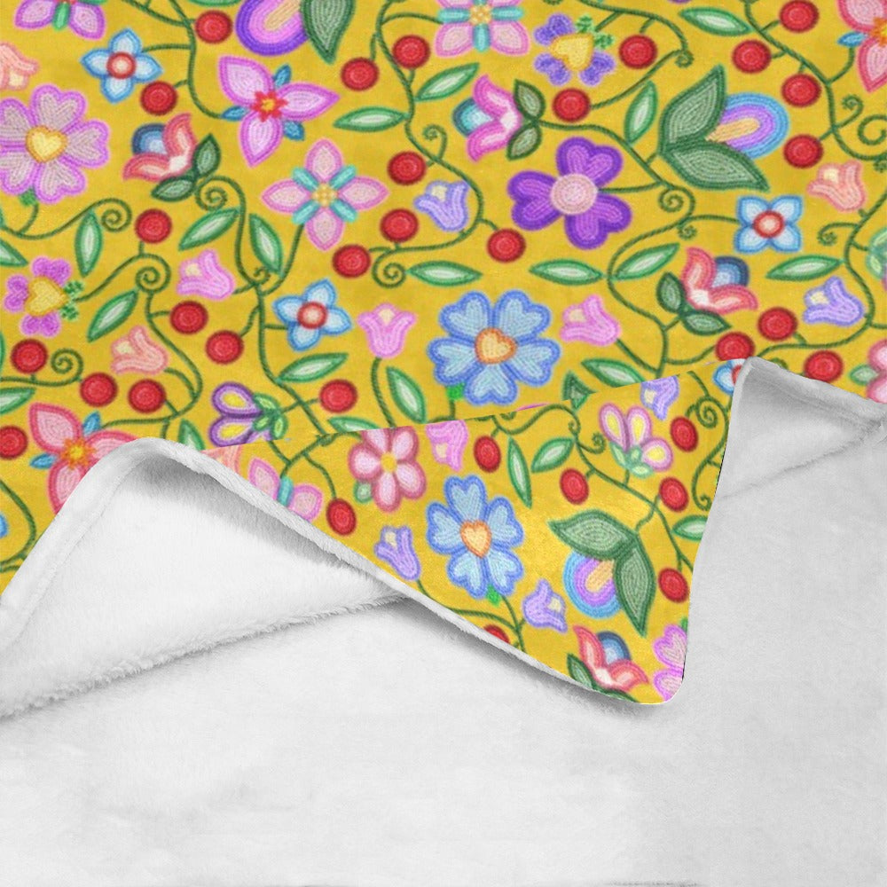 Petal Harmony Ochre Large Micro Fleece Blanket