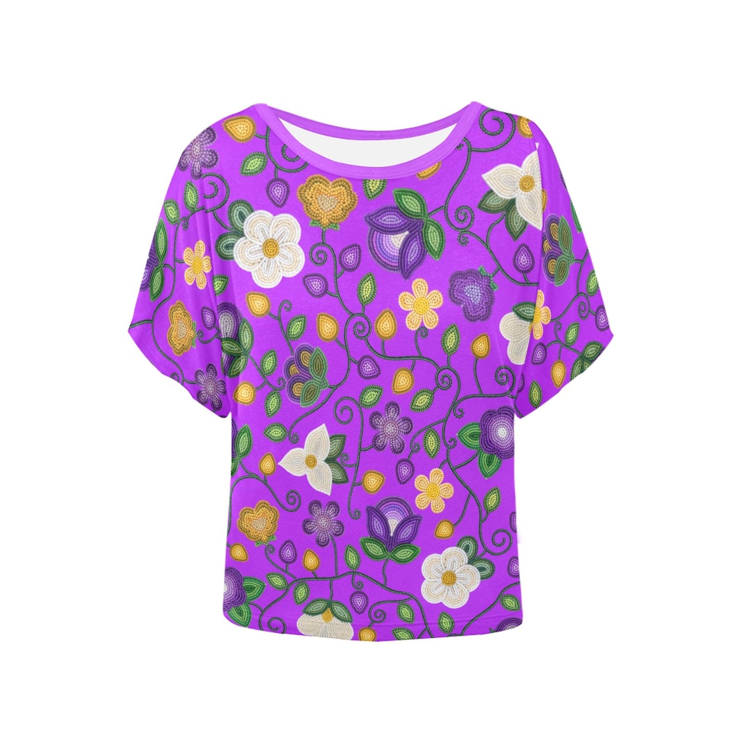 Midnight Moss Bloom Purple Batwing Blouse