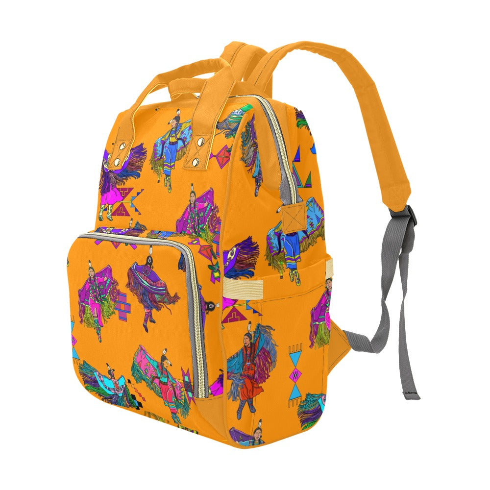 Women's Fancy Dancers Orange Multi-Function Diaper Backpack