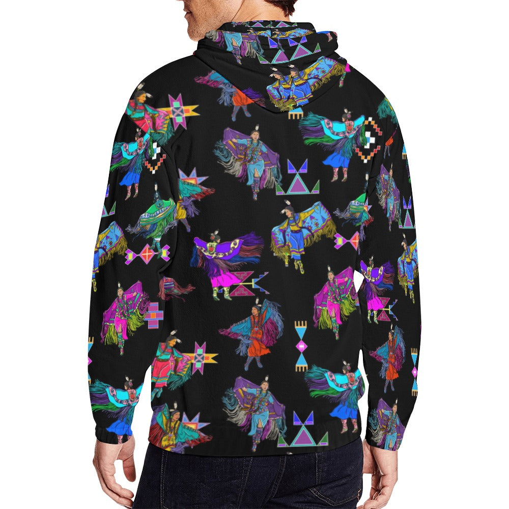 Women's Fancy Dancers Black Men's Zipper Hoodie