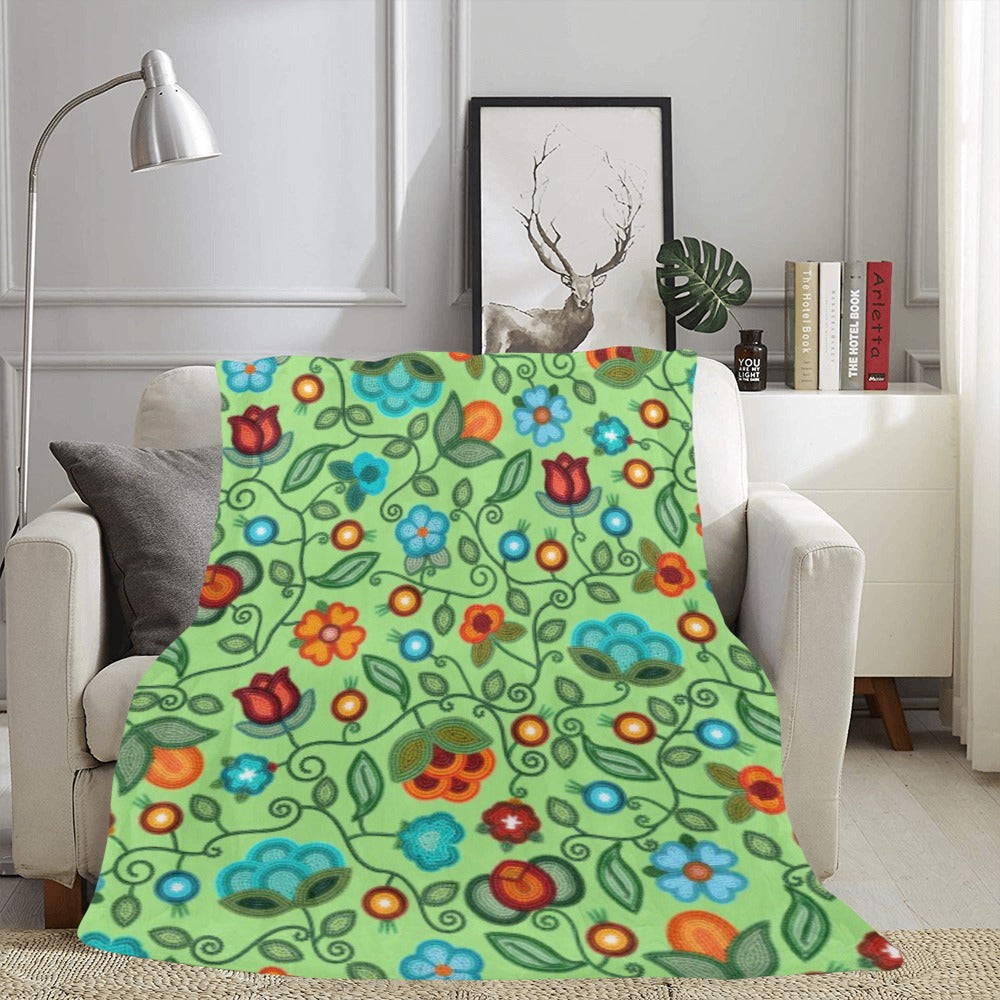 Prairie Fire Petals Sage X-Large Micro Fleece Blanket