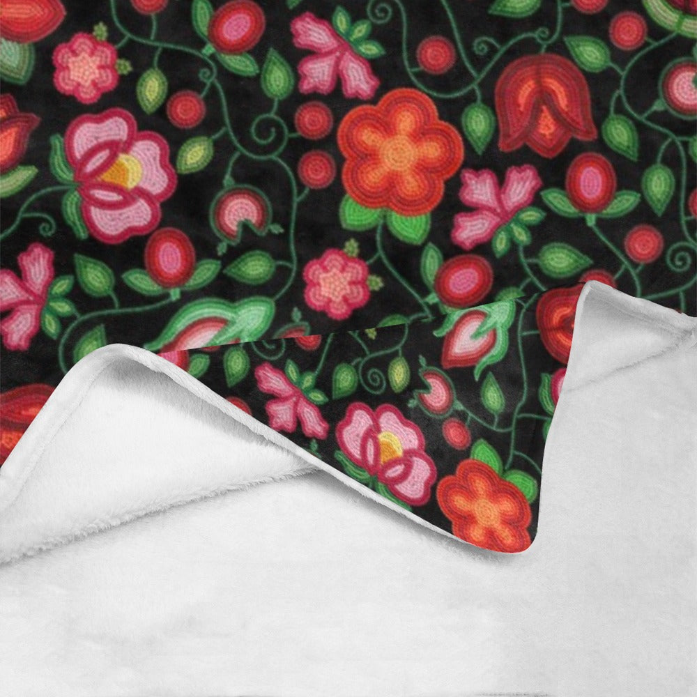 Rose Reverie Black X-Large Micro Fleece Blanket