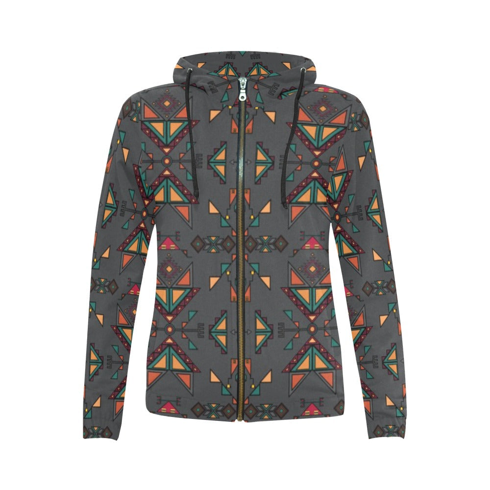 Arrow dawn Gray Full Zip Hoodie for Women