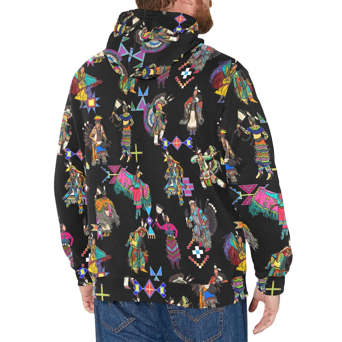 Grand Entry Dancers Black Men's Long Sleeve Fleece Hoodie