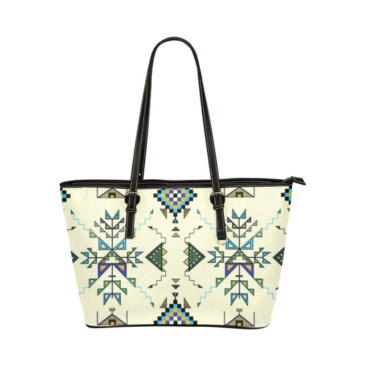 Bear Shield Cream Leather Tote