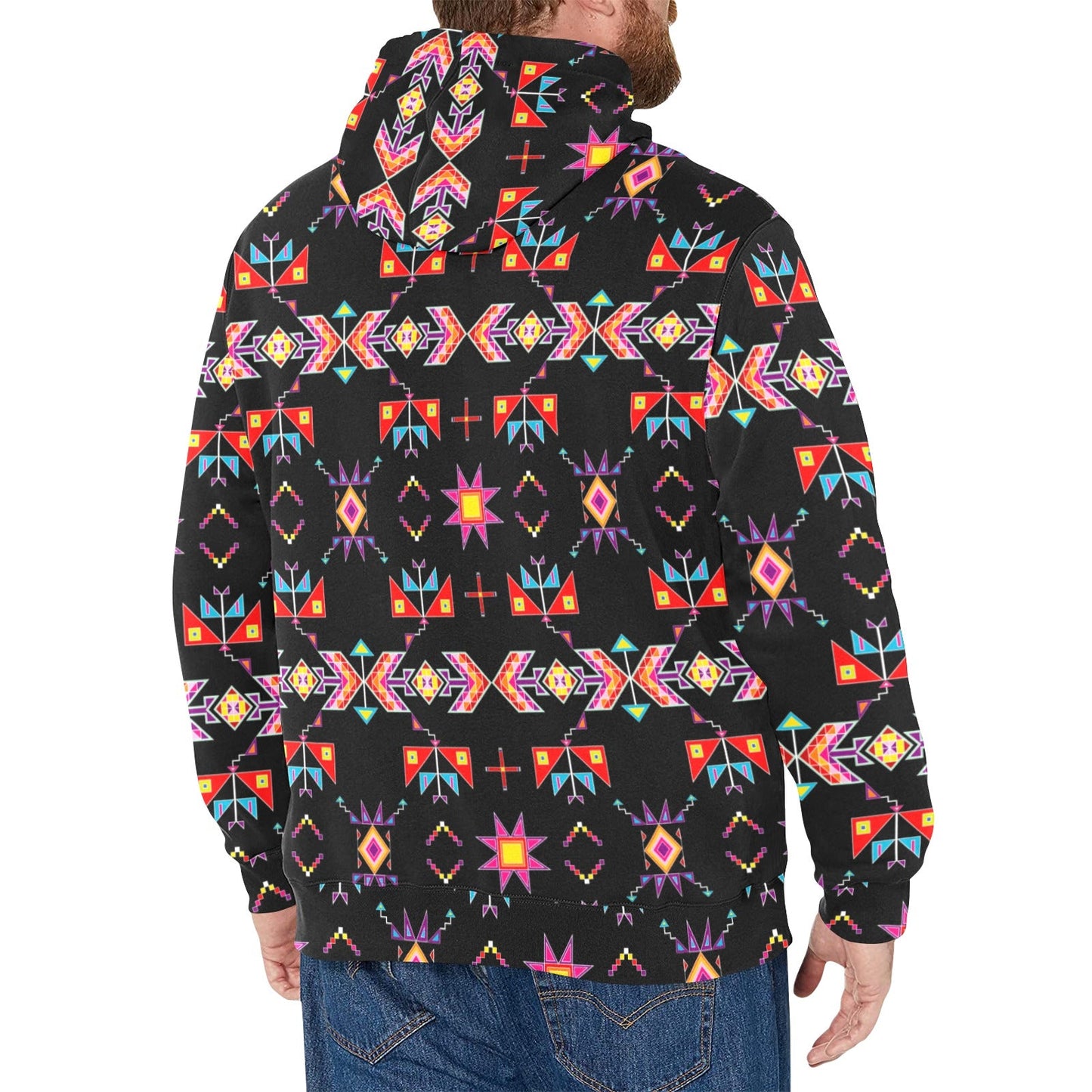 Scattered Generations Black Men's Long Sleeve Fleece Hoodie