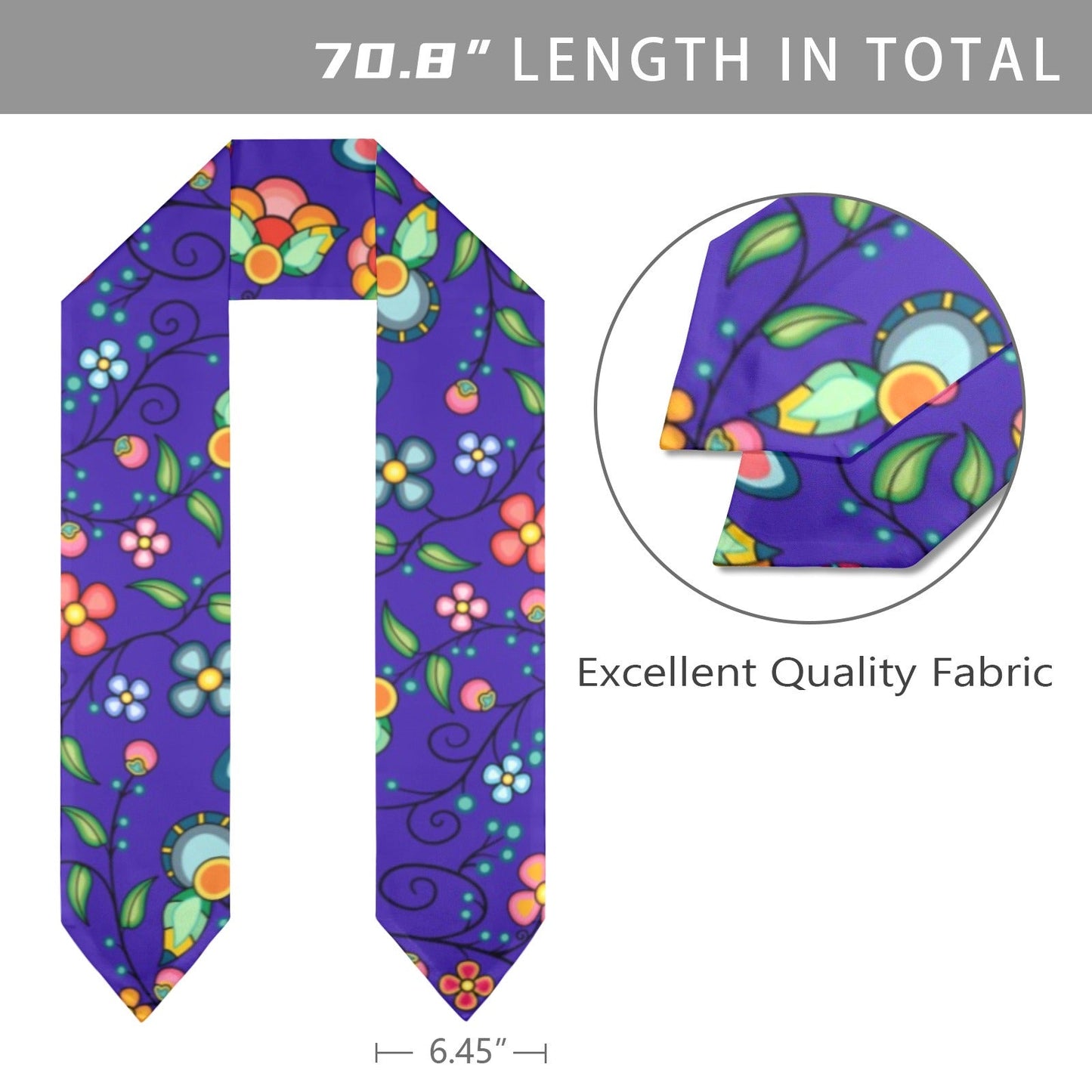 Floral Bounty Blue Graduation Stole