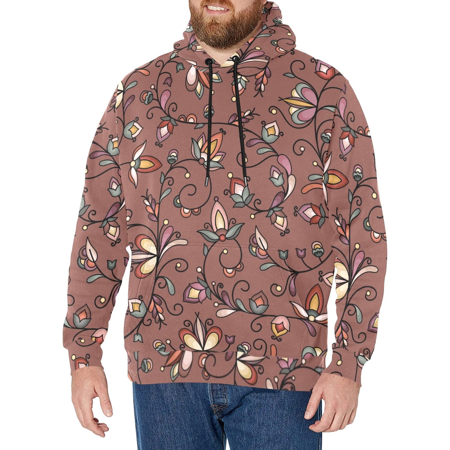 Burnt Sky Petals Brown Fleece Hoodie
