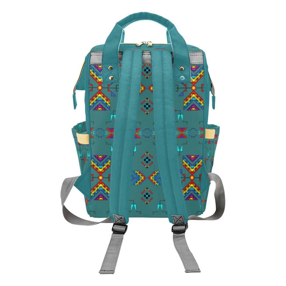 Rainy Chief Rainbow Teal Sky Multi-Function Diaper Backpack