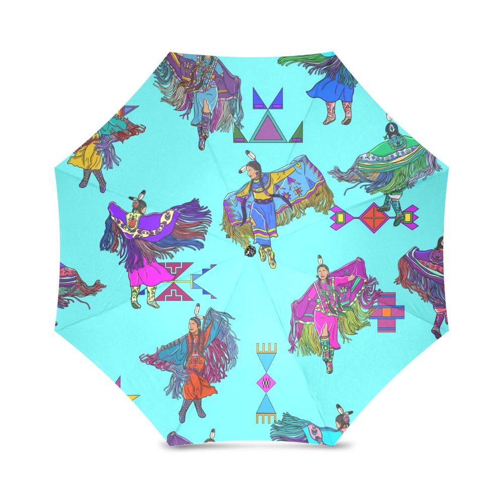 Women's Fancy Dancers Turquoise Foldable Umbrella