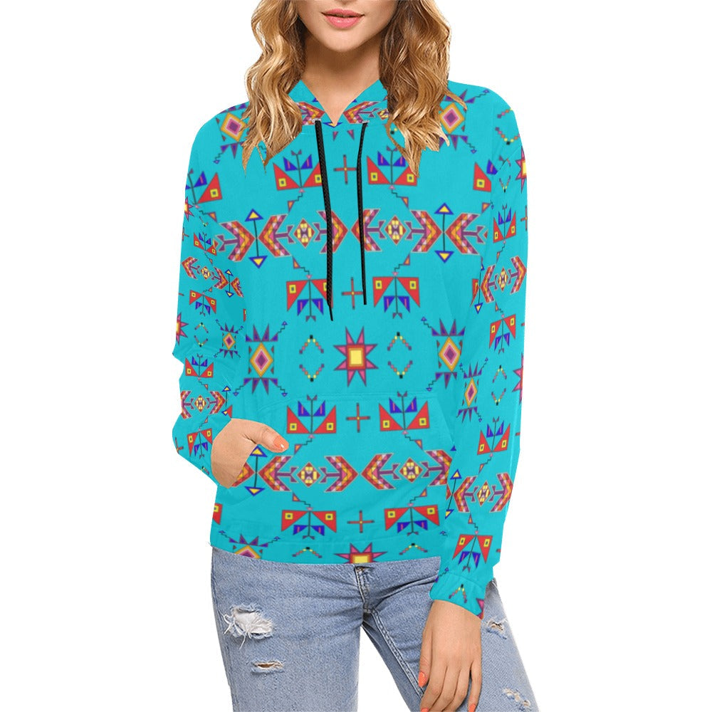 Scattered Generations Turquoise Hoodie for Women