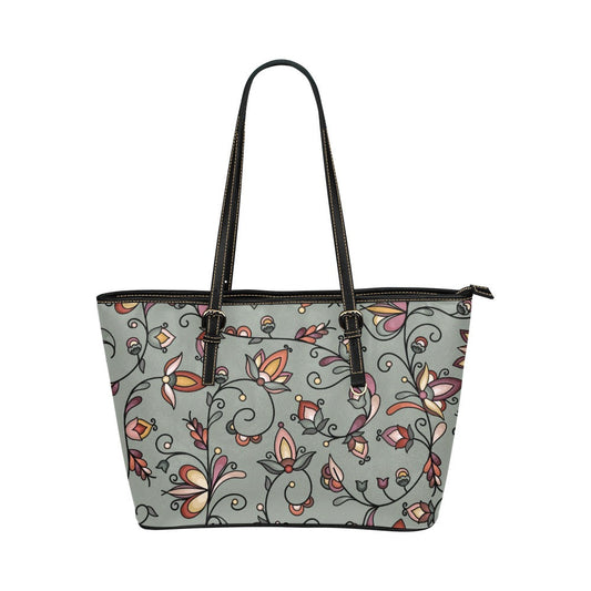 Burnt Sky Petals Green Leather Tote