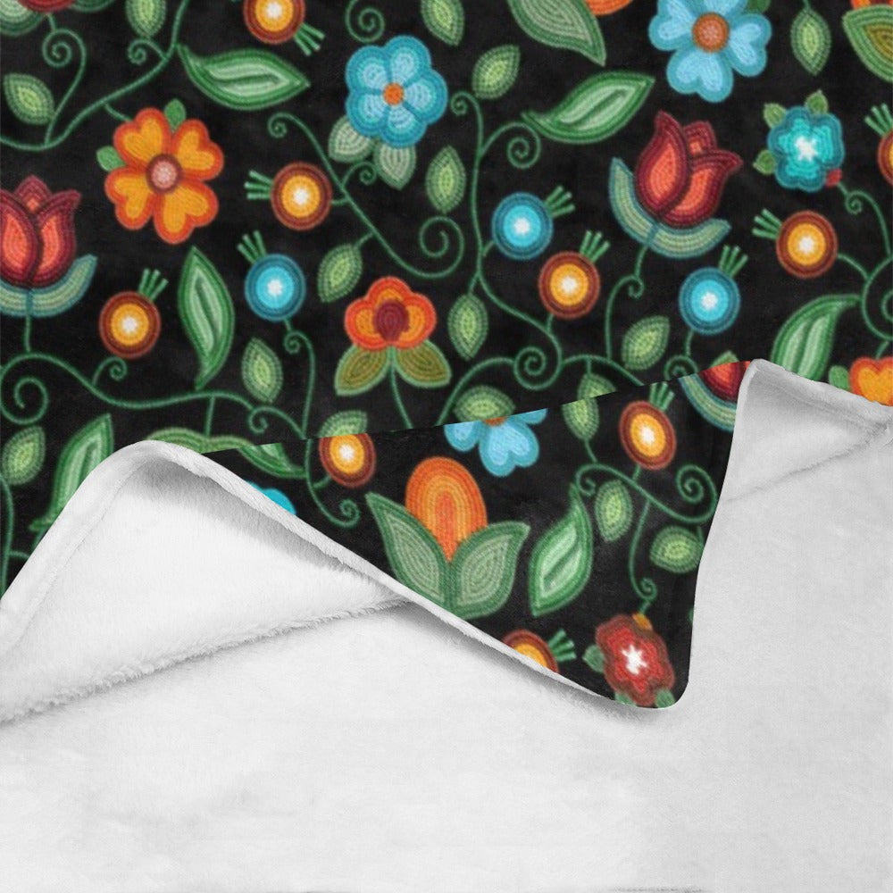 Prairie Fire Petals Black Small Micro Fleece Blanket