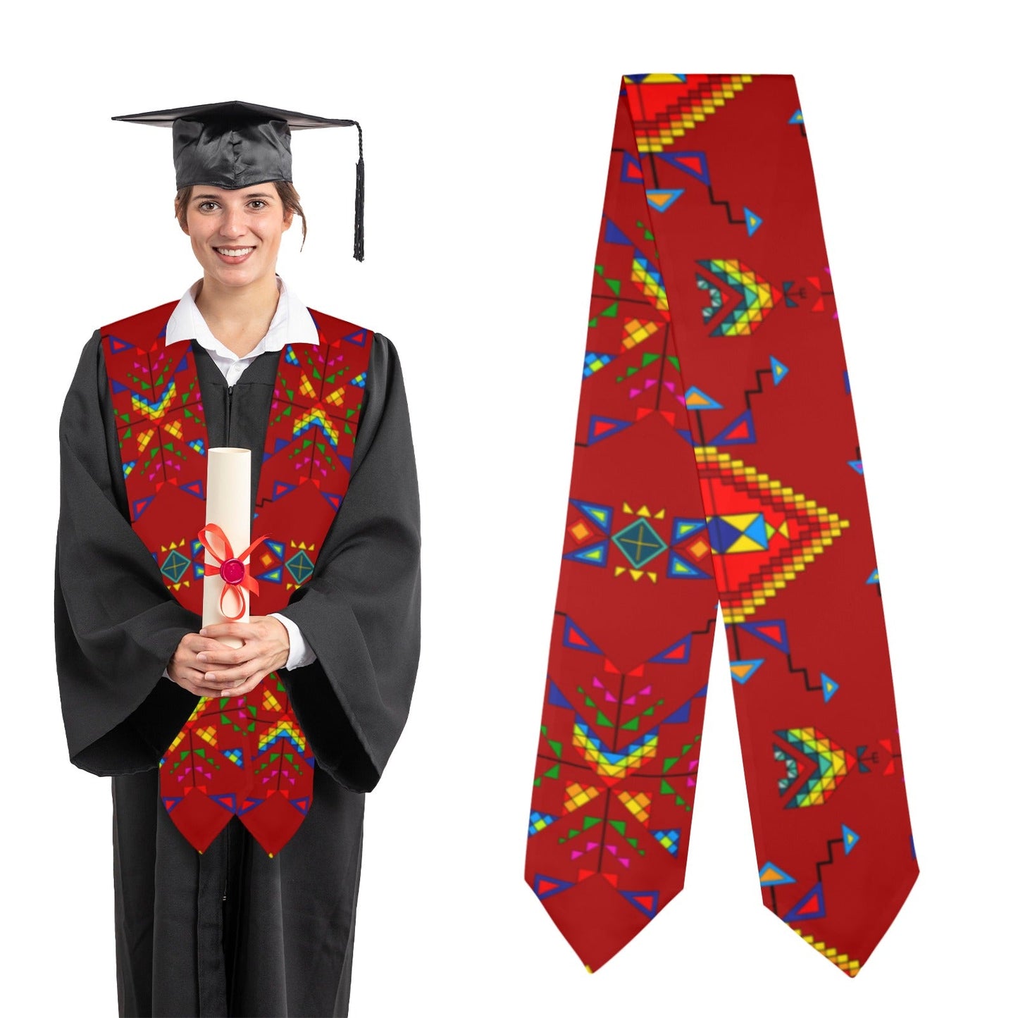 Buffalo Jump Red Graduation Stole