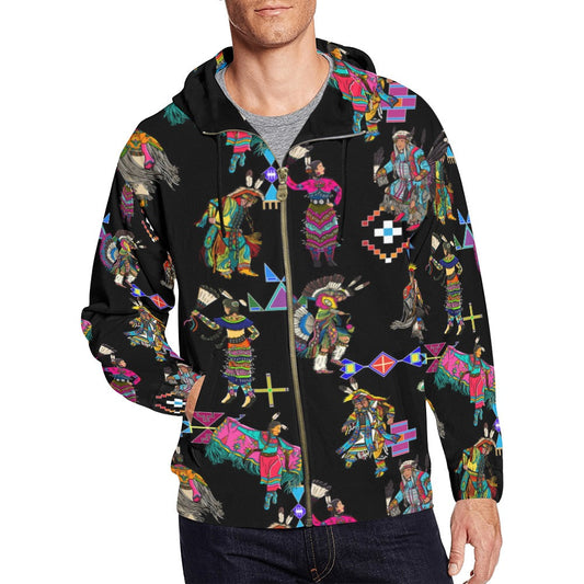 Grand Entry Dancers Black Men's Zipper Hoodie
