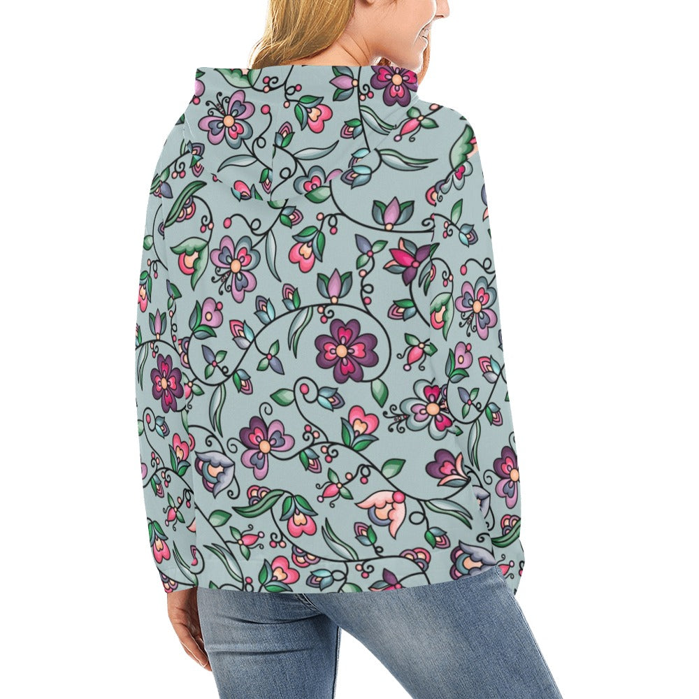 Amber Evening Garland Turquoise Hoodie for Women (USA Size)