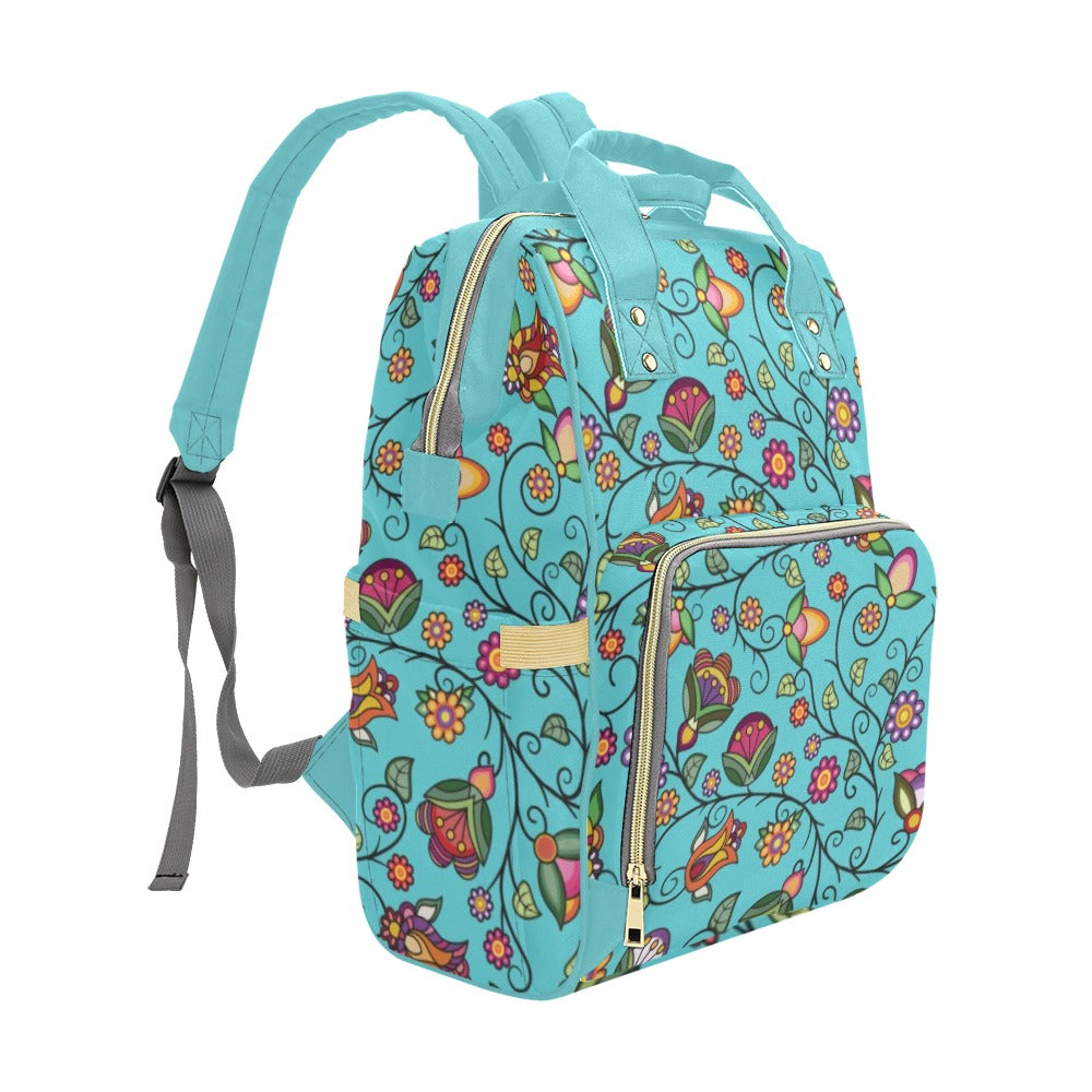 Heartbeat Petals Turquoise Multi-Function Diaper Backpack