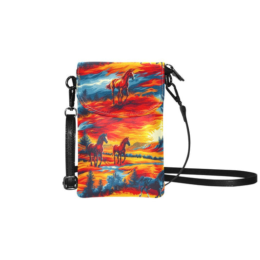 Wild Horses Small Cell Phone Purse