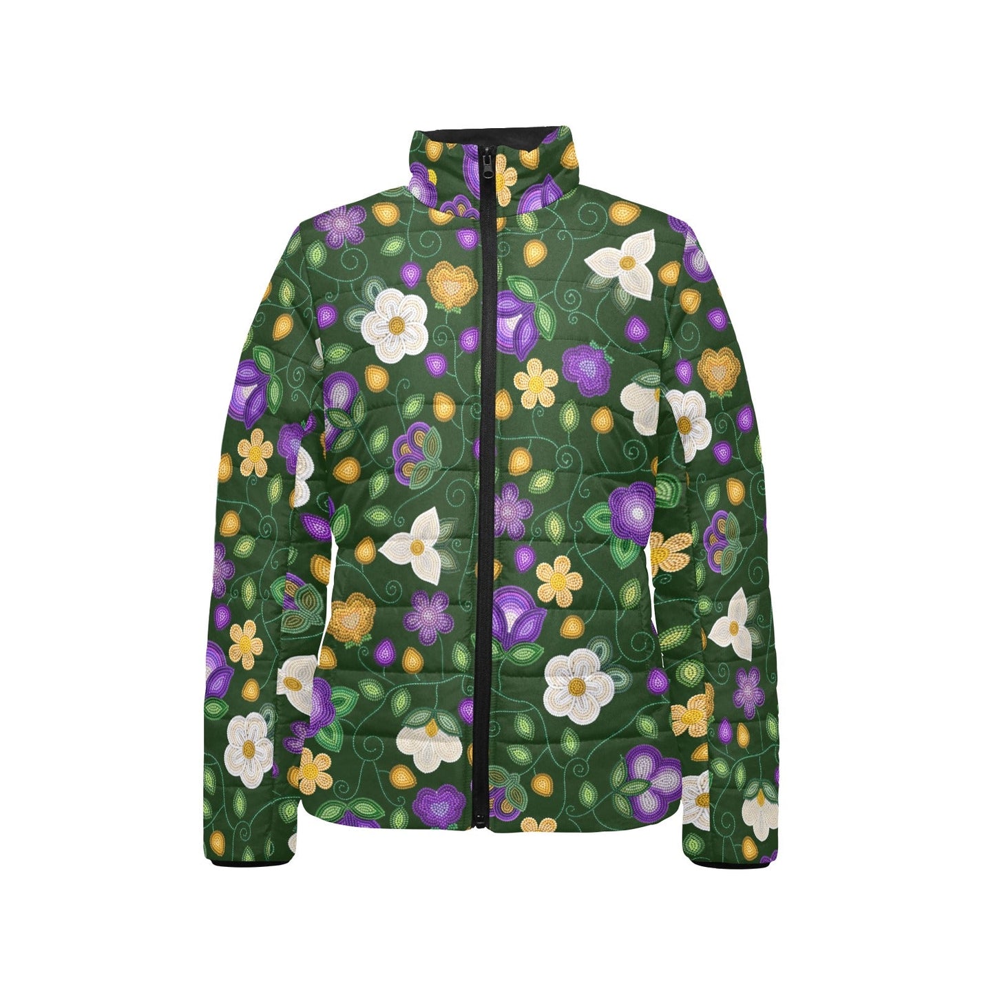 Midnight Moss Bloom Forest Stand Collar Jacket