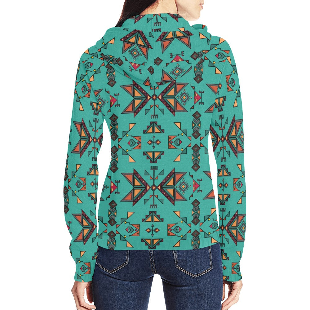 Arrow Dawn Turquoise Full Zip Hoodie for Women