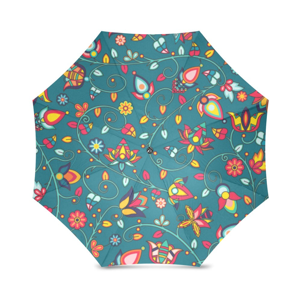 Thorny Path Teal Foldable Umbrella