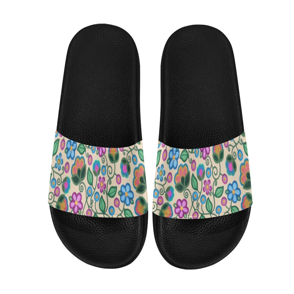 Turquoise Sunbeam Cream Slide Sandals