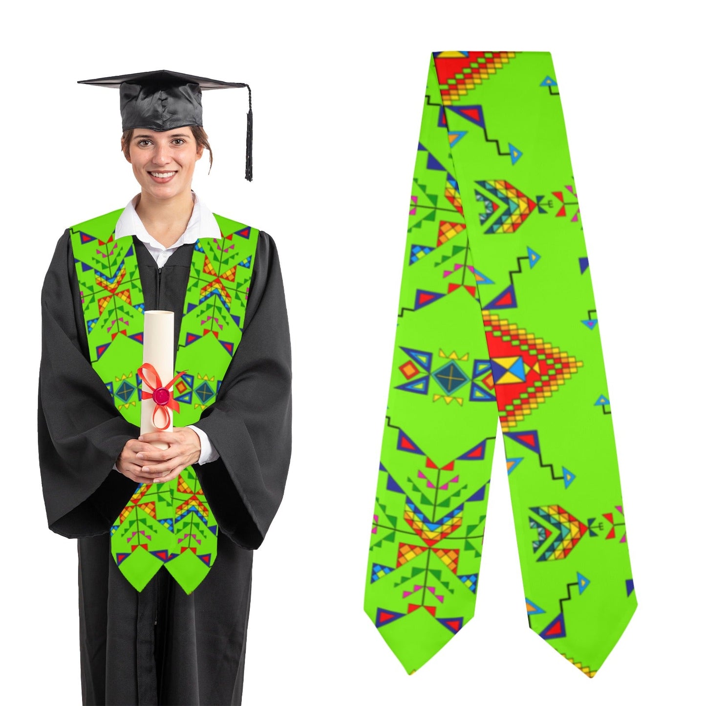 Buffalo Jump Neon Green Graduation Stole