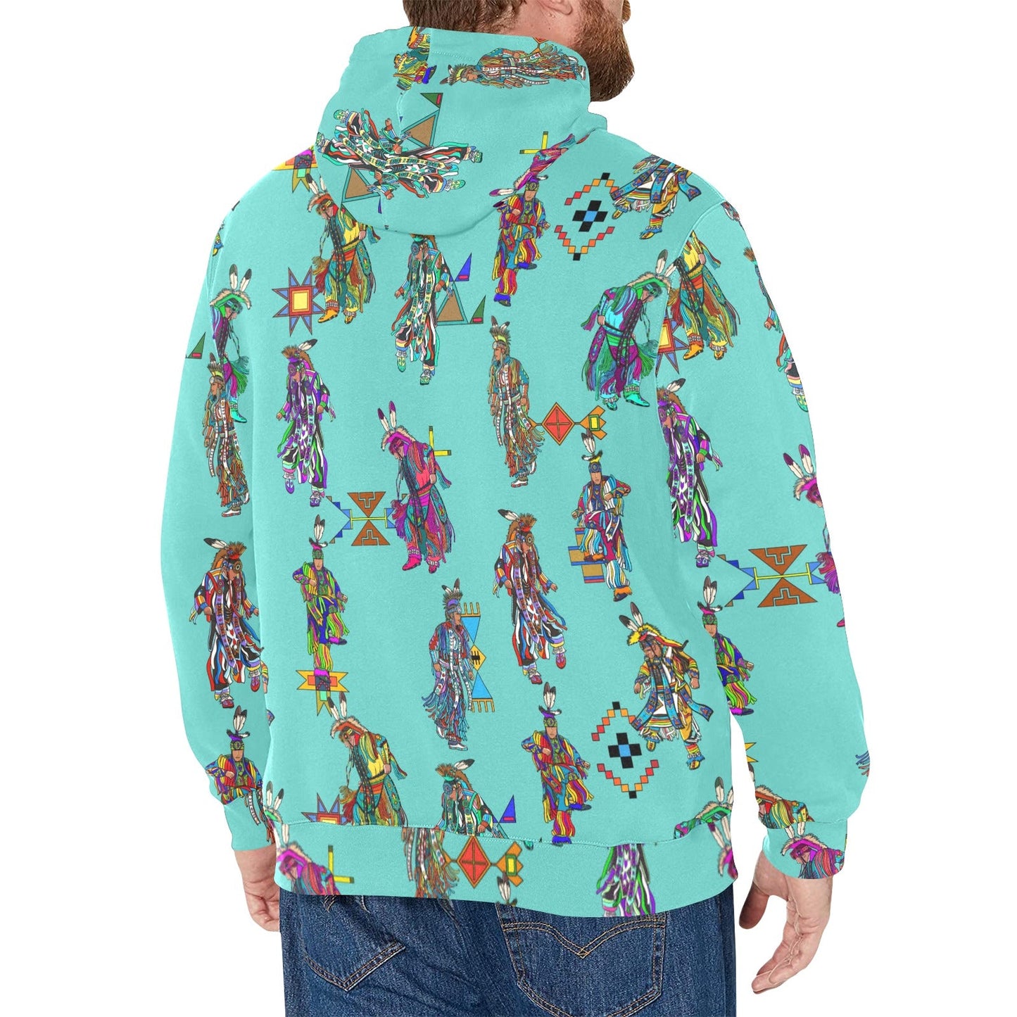 Men's Grass Dancers Eggshell Blue Men's Long Sleeve Fleece Hoodie