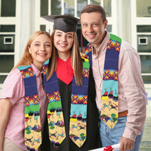 Load image into Gallery viewer, Horses and Buffalo Ledger Blue Graduation Stole
