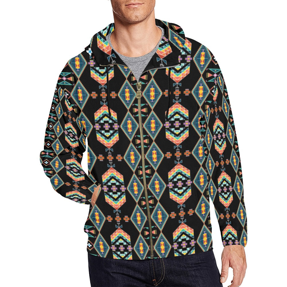 Travois Tipi Black Men's Zipper Hoodie