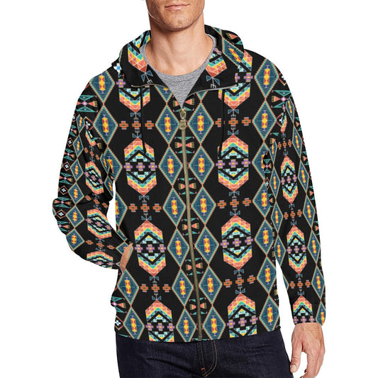 Travois Tipi Black Men's Zipper Hoodie