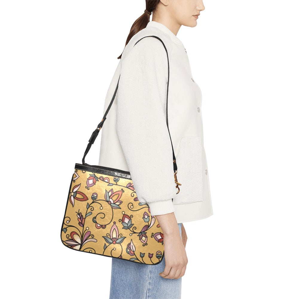 Burnt Sky Petals Gold Small Shoulder Bag