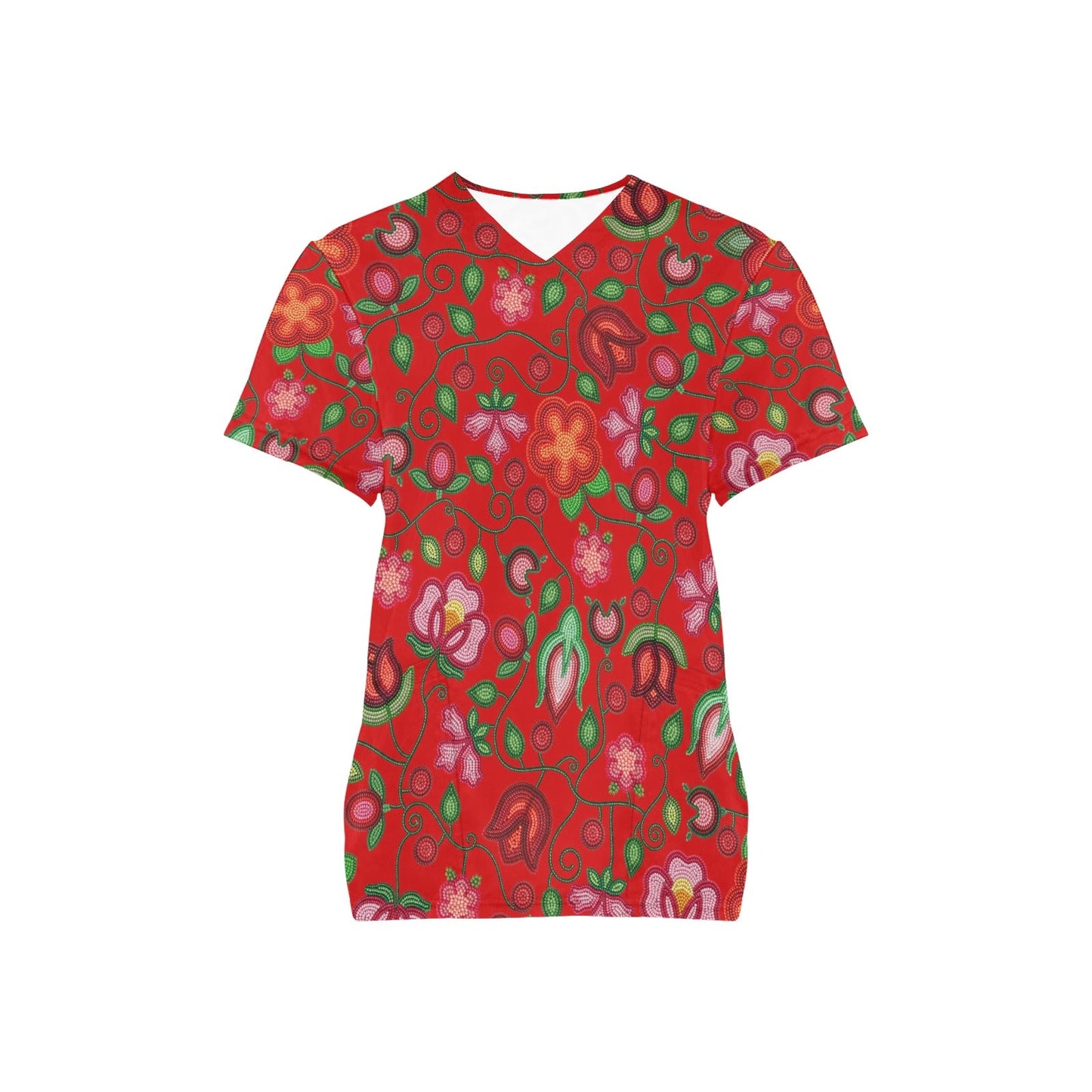 Rose Reverie Red Scrub Top