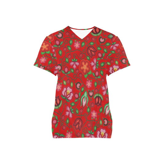 Rose Reverie Red Scrub Top