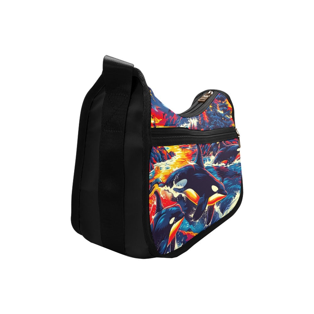 Killer Whales in the Bay Crossbody Bag