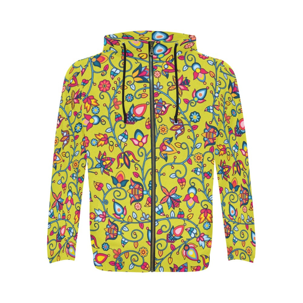 Thorny Path Yellow Grass Men's Zipper Hoodie