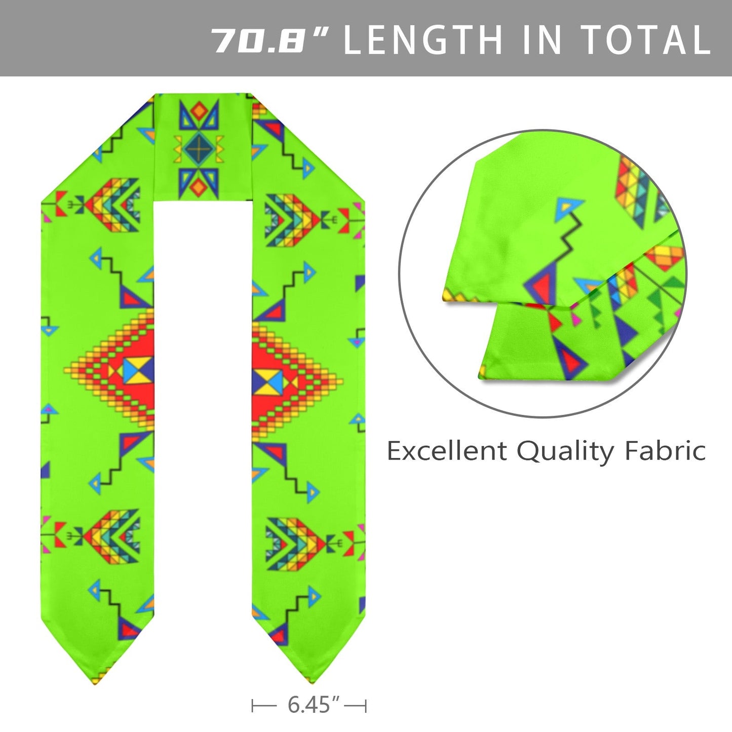 Buffalo Jump Neon Green Graduation Stole