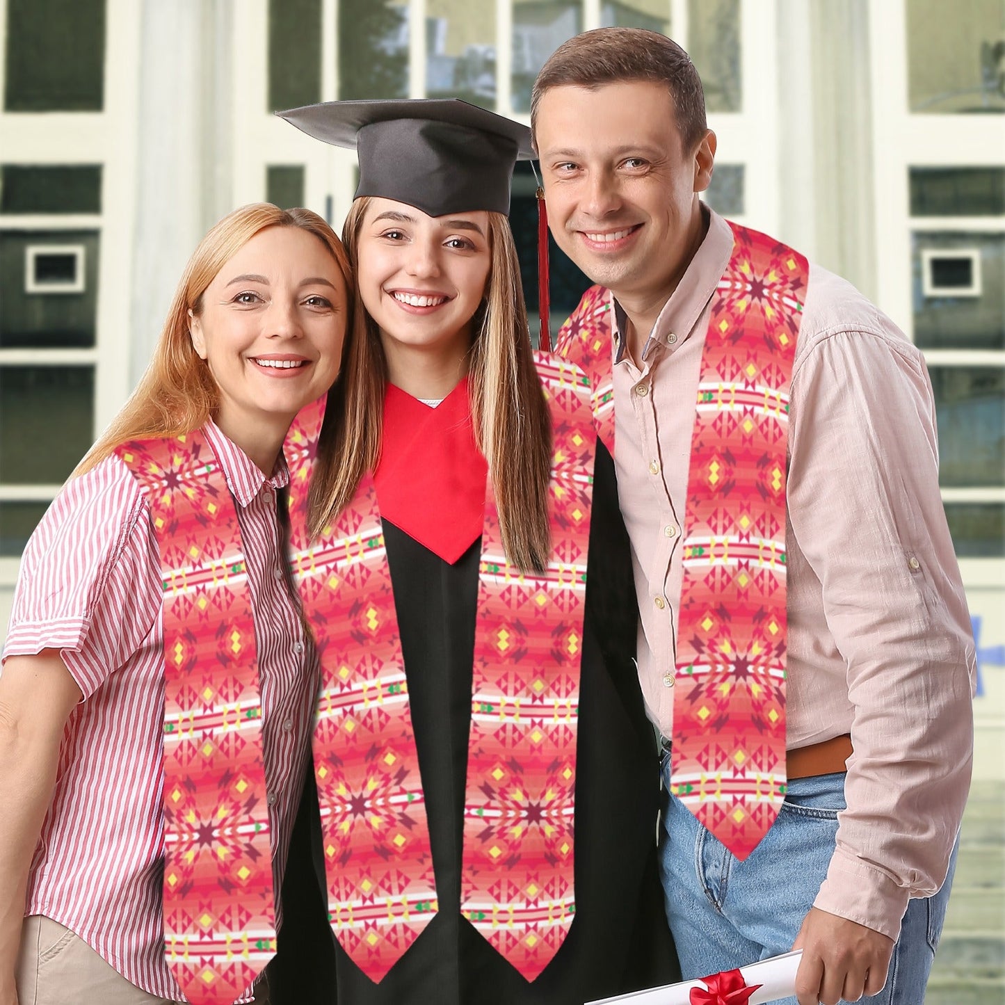 Red Pink Star Graduation Stole