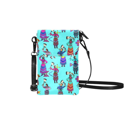 Women's Jingle Dancers Turquoise Small Cell Phone Purse