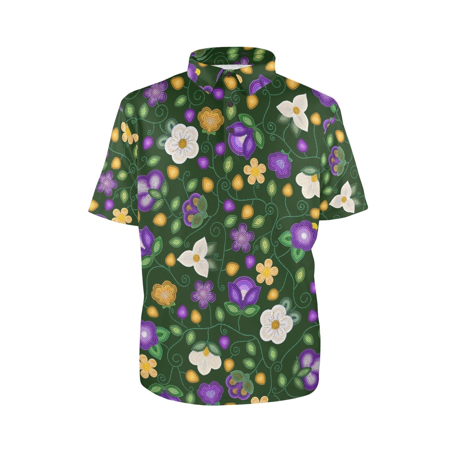 Midnight Moss Bloom Forest Polo Shirt