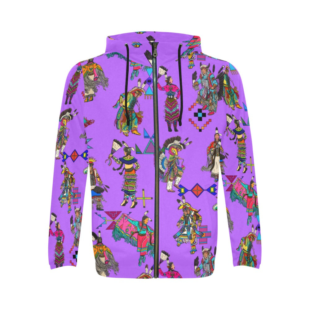 Grand Entry Dancers Purple Men's Zipper Hoodie