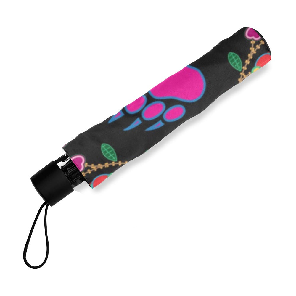 Geometric Floral Fall Black Foldable Umbrella