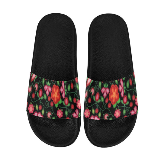 Rose Reverie Black Slide Sandals