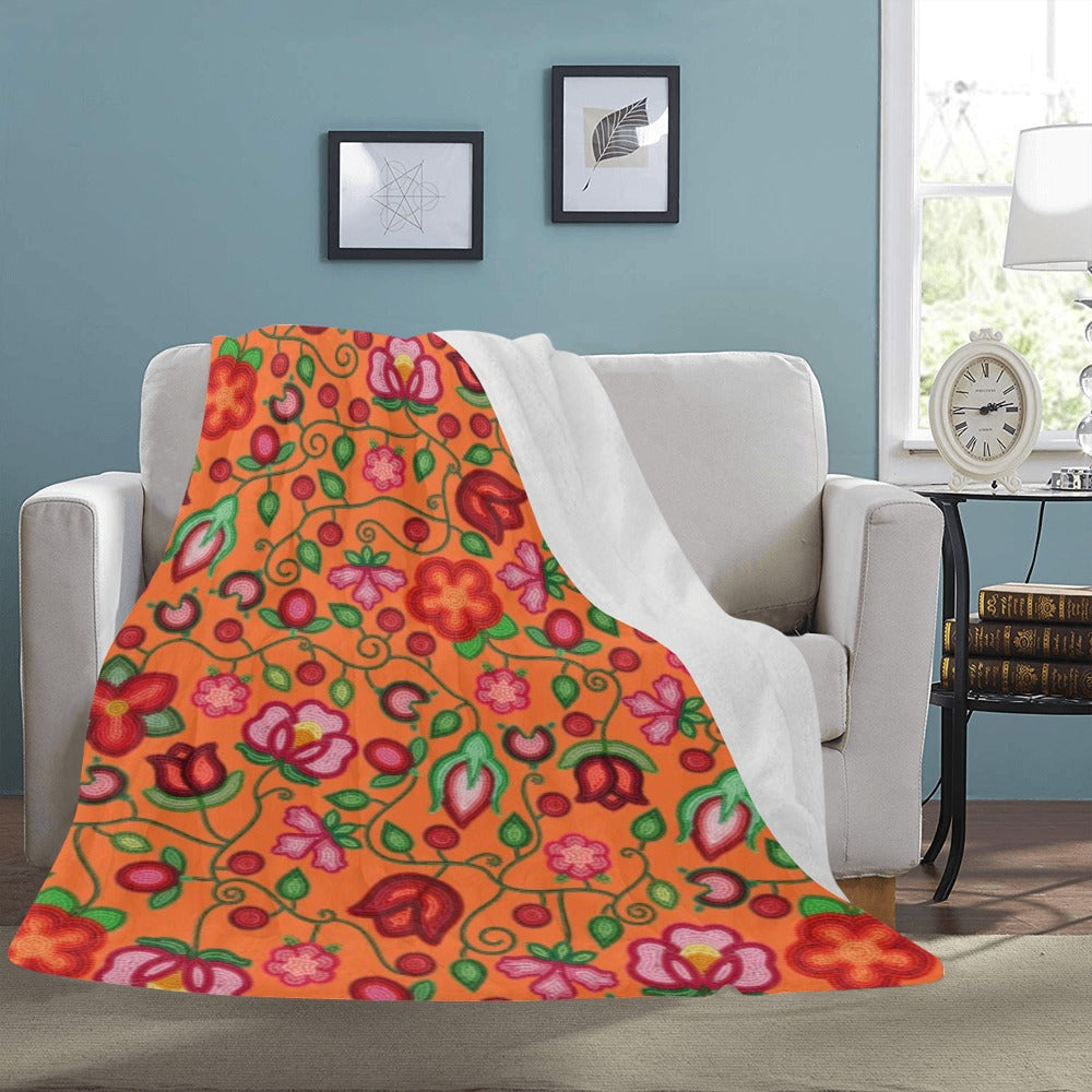 Rose Reverie Orange X-Large Micro Fleece Blanket
