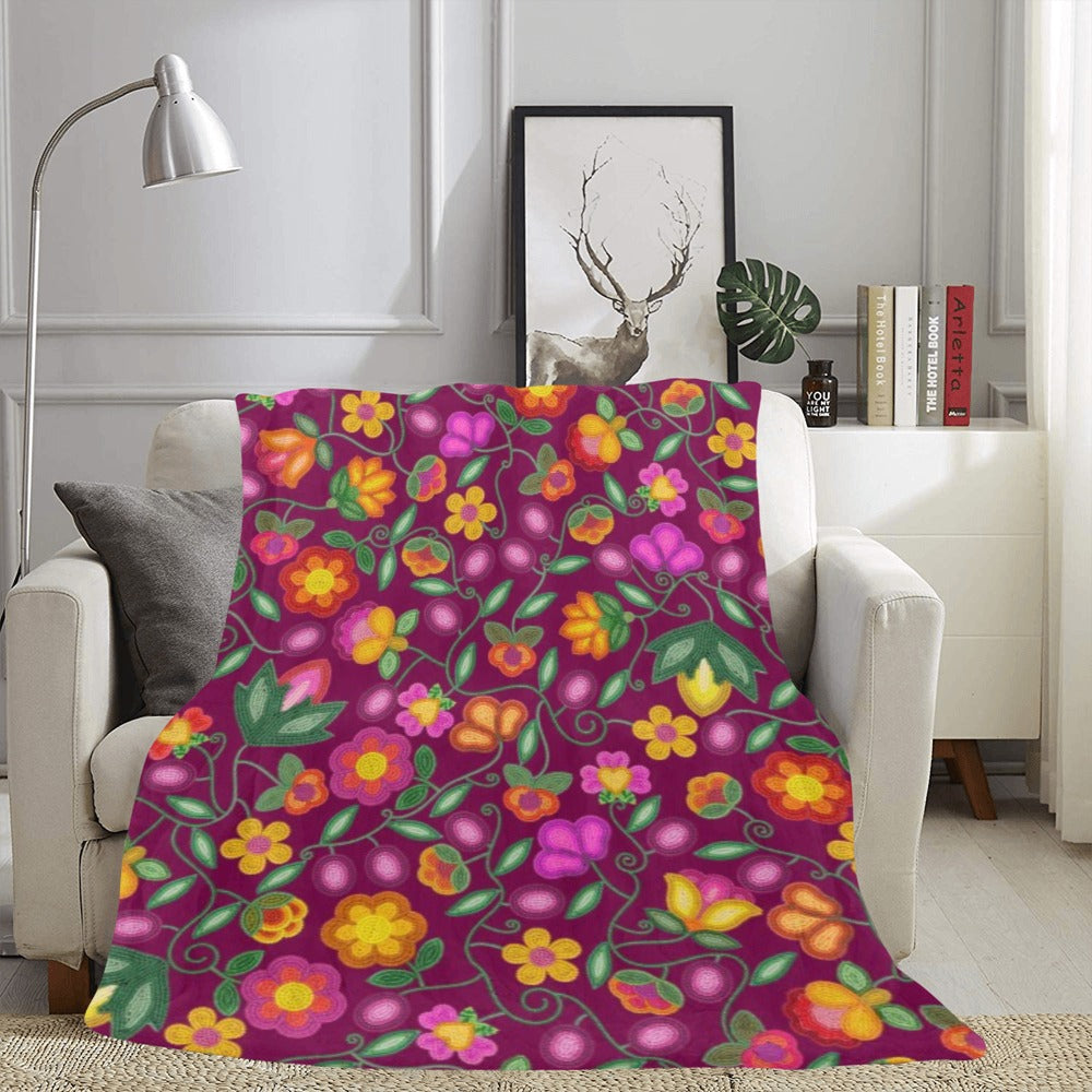 Boreal Bounty Dark Magenta X-Large Micro Fleece Blanket