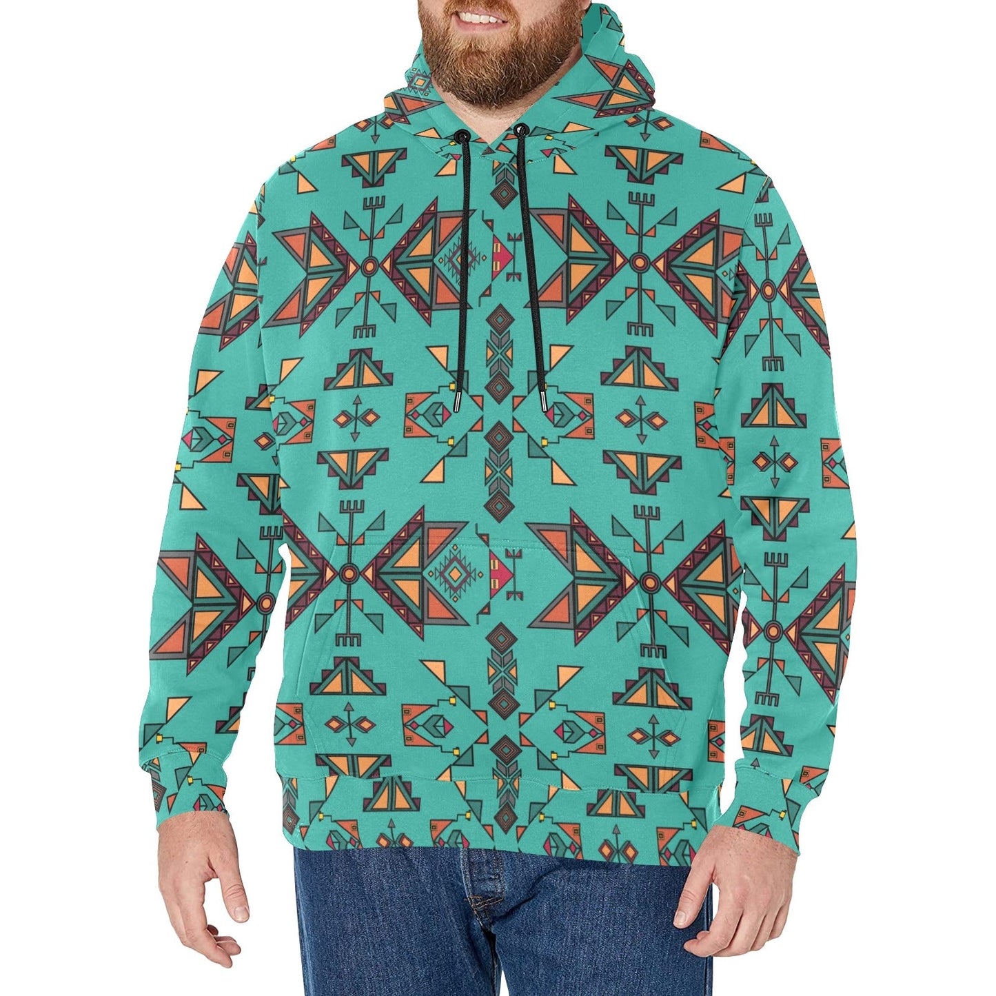 Arrow Dawn Turquoise Men's Long Sleeve Fleece Hoodie