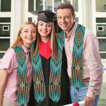 Load image into Gallery viewer, Fire Feather Turquoise Graduation Stole
