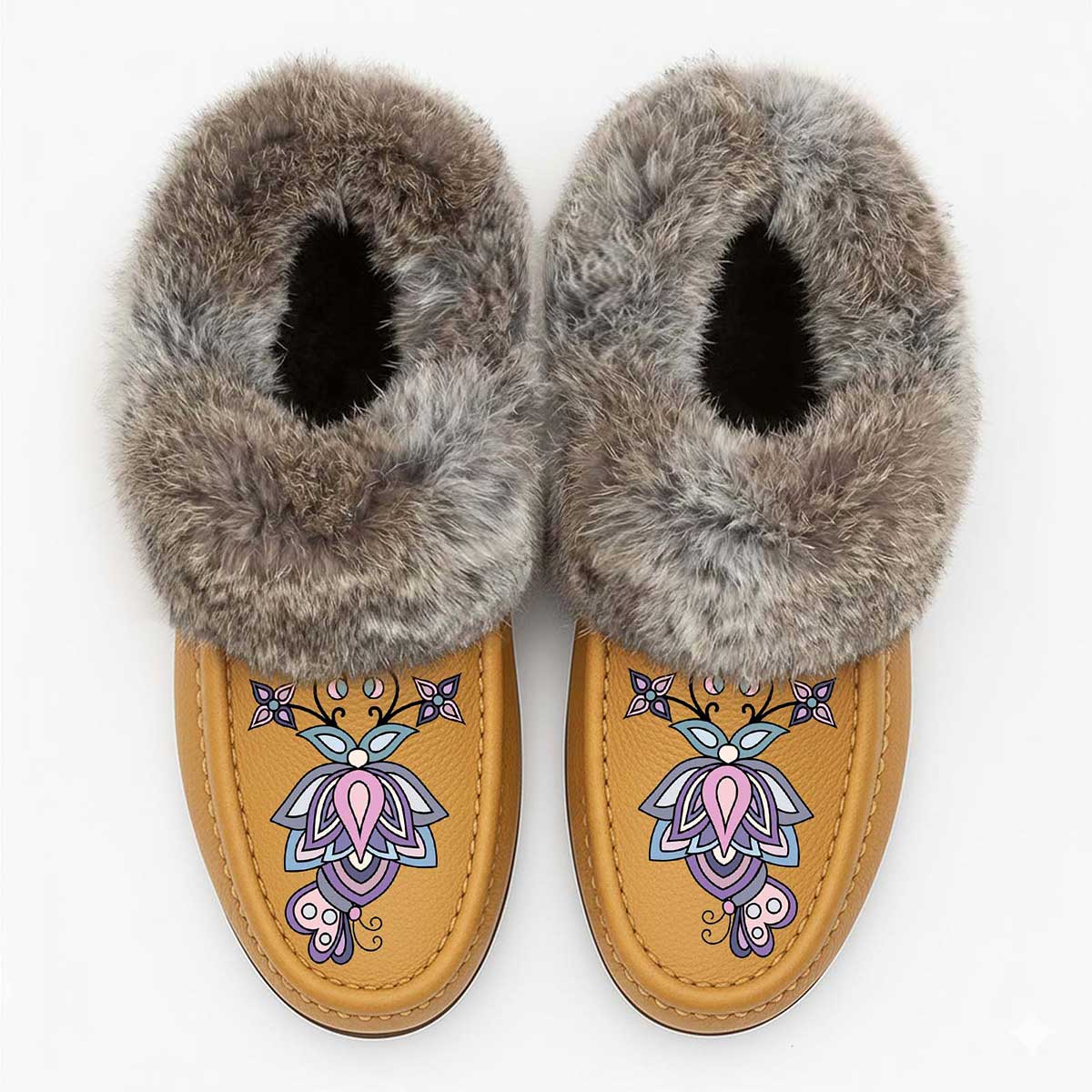 Snow Petal Spirit Fur Moccasin